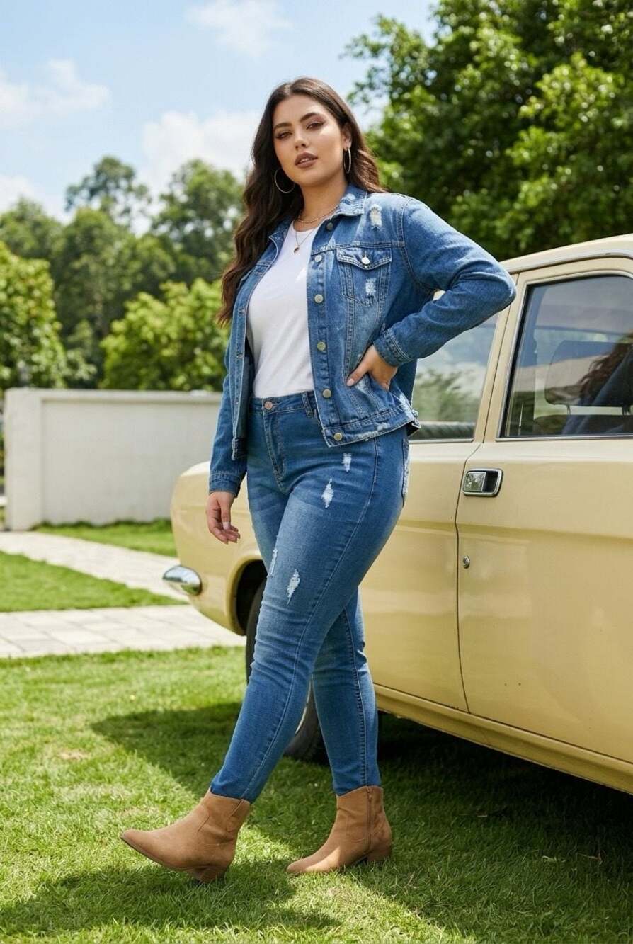 Eloquii Distressed Medium Wash Skinny Jeans